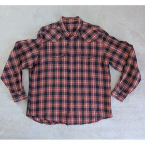 Lucky Brand Baird McNutt Irish Linen Plaid Pearl Snap Long Sleeve Shirt Men's XL